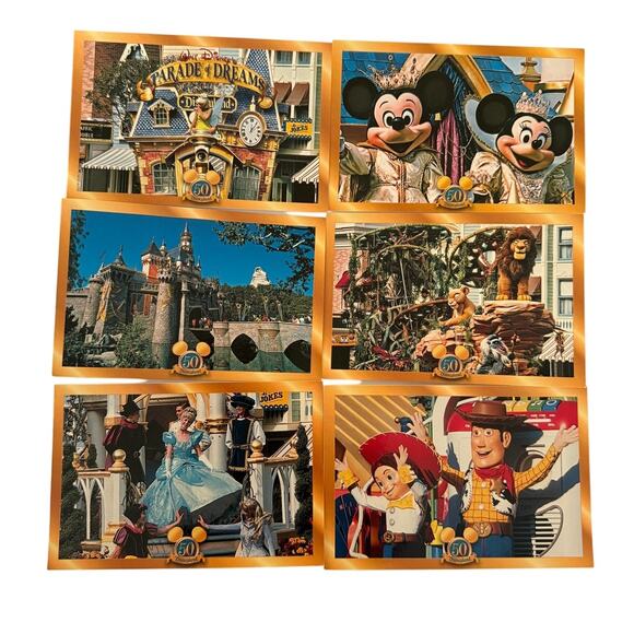 12 RARE New Vintage 50th Anniversary Disneyland Post Cards Collectors w/Box - Picture 2 of 5